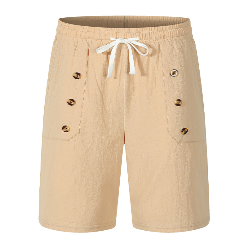 Men's Solid Color Casual Double-Breasted Shorts MTA2258E3X
