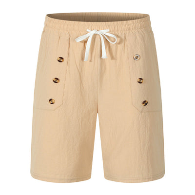 Men's Solid Color Casual Double-Breasted Shorts MTA2258E3X