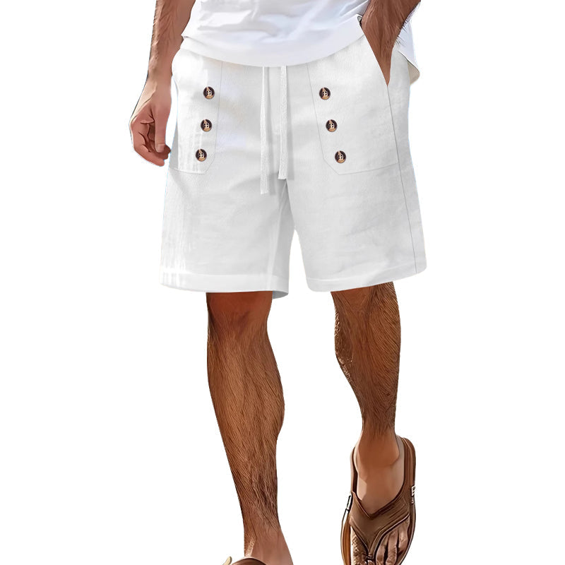 Men's Solid Color Casual Double-Breasted Shorts MTA2258E3X