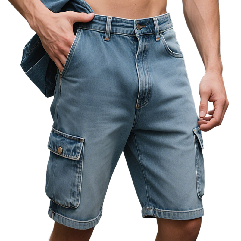 Men'S Retro Casual Denim Washed Loose Shorts MTA1078E3TO