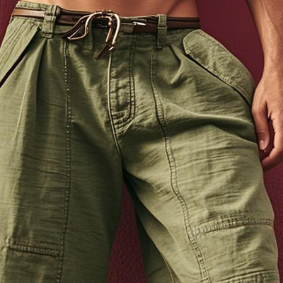 Men's Solid Straight Multi-pocket Cargo Shorts (Without Belt) MTA1949E1Z