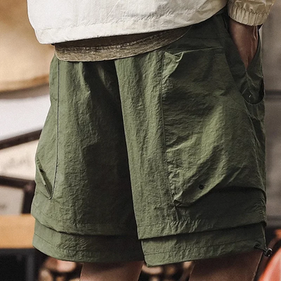 Men's Fashion Mesh Stitching Multi-pocket Elastic Waist Cargo Shorts MTA1380E3Z