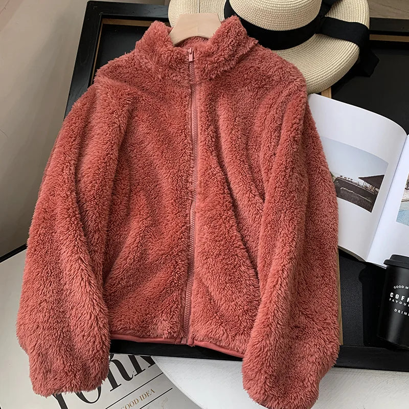 Freya - Cozy Teddy Coat With Zipper