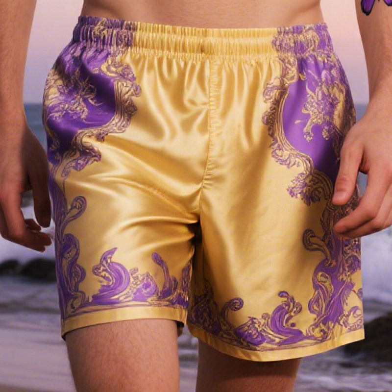 Men's Retro Palace Style Printed Satin Shorts MTA2214E5TO