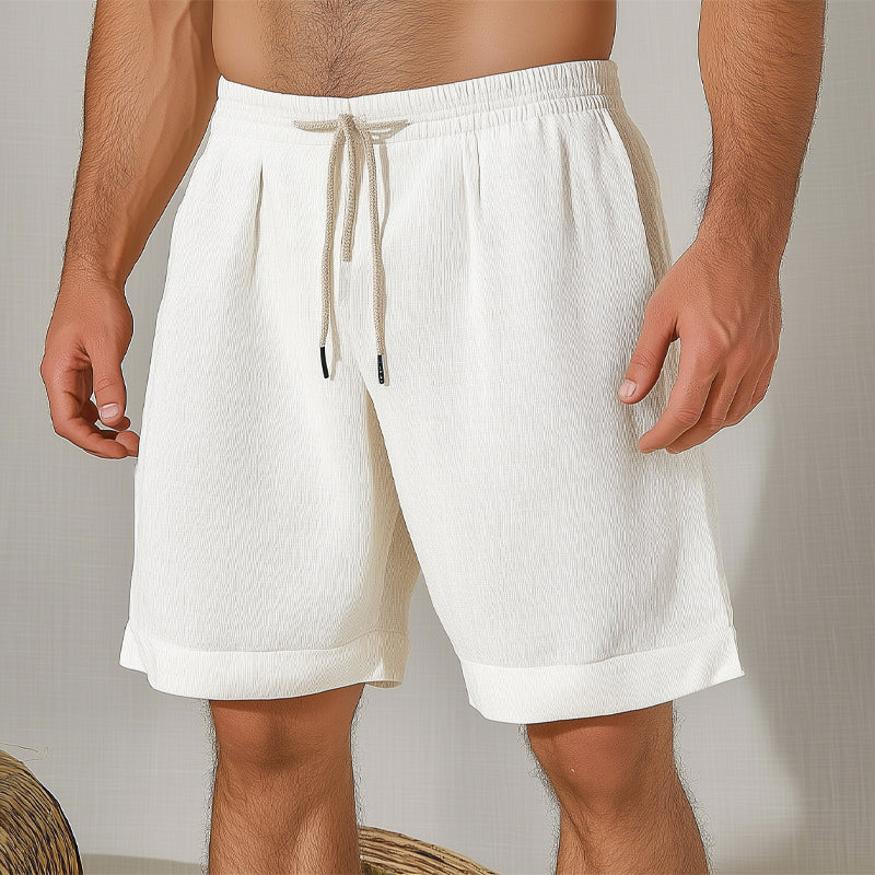 Men'S Summer Basic Solid Color Elastic Lace-Up Shorts MTA1202E2U