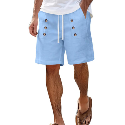 Men's Solid Color Casual Double-Breasted Shorts MTA2258E3X