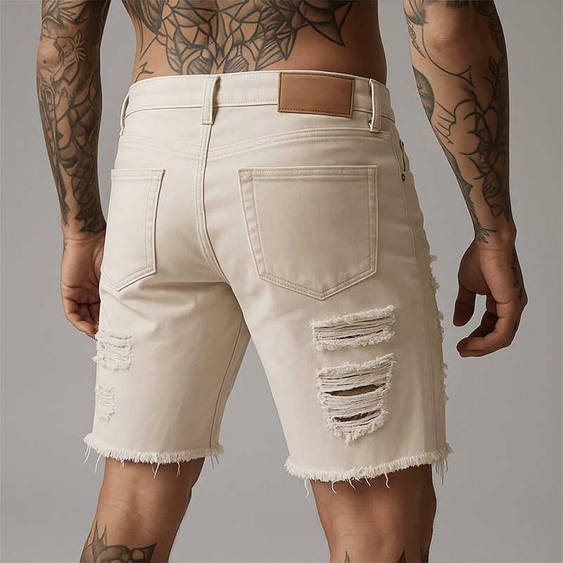 Men's Summer Cowboy Style Ripped Denim Shorts MTA2269E4P