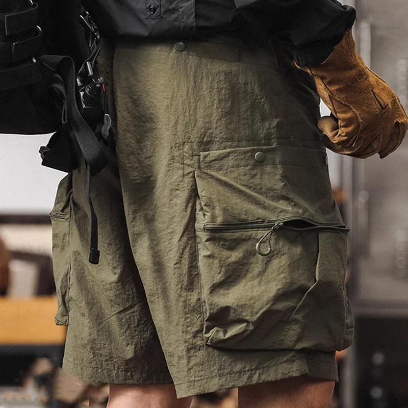 Men's Fashion Solid Multi-pocket Elastic Waist Cargo Shorts MTA1333E3Z