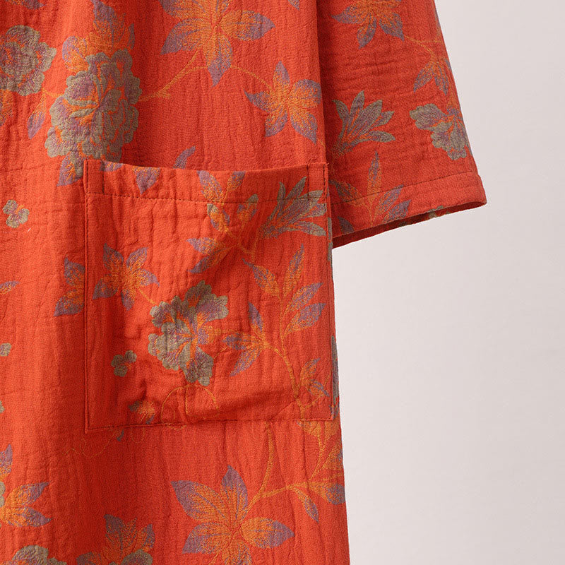 Monica - Jacquard Cotton V-Neck Bathrobe Pajama