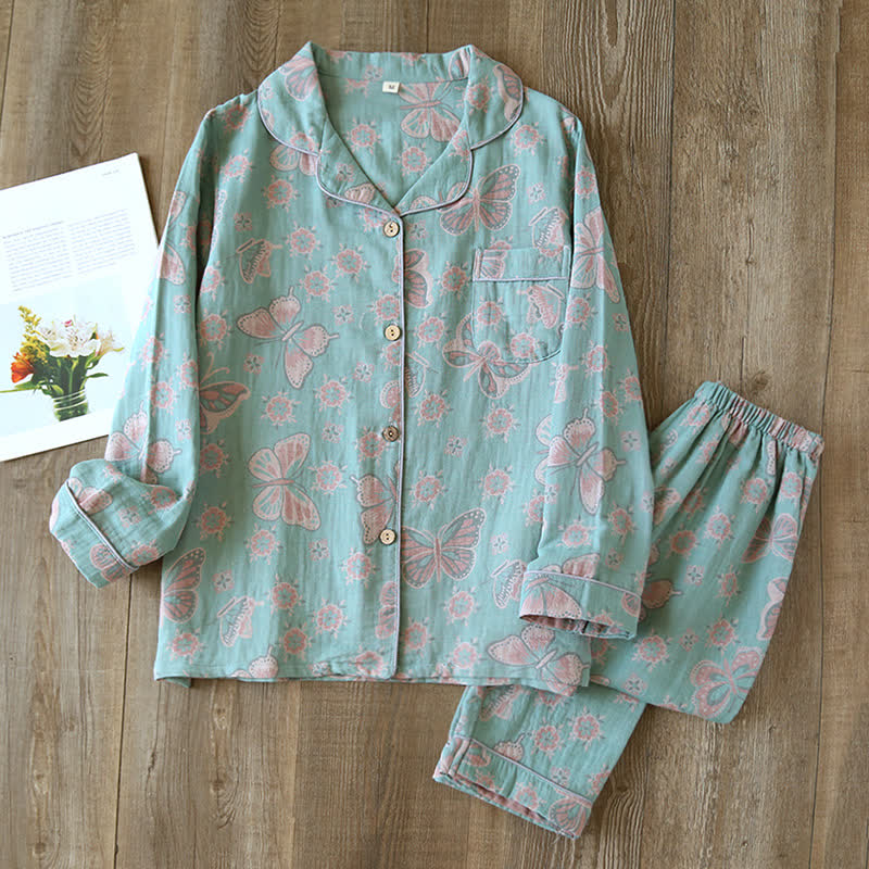 Tahlie - Vintage Butterfly Print Loungewear Set