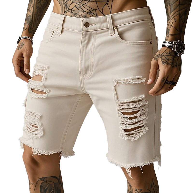 Men's Summer Cowboy Style Ripped Denim Shorts MTA2269E4P
