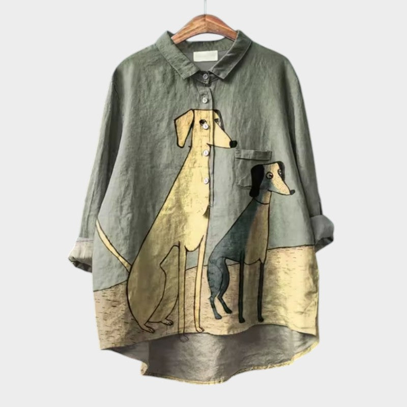 PALMIRA | Oversize Shirt in Canine Design for Everyday Comfort and Casual Style