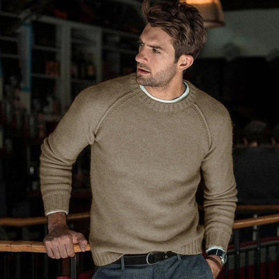 Men's Solid Color Crew Neck Knit Pullover Sweater 85798282X