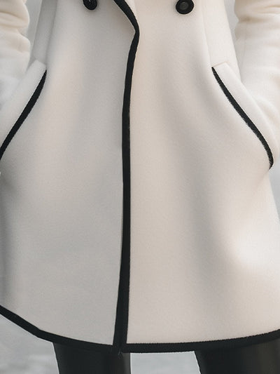 Theresa - Contrast Trim Double-Breasted Coat