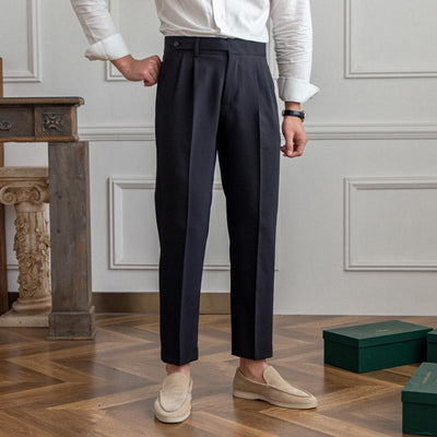 Men's British Neapolitan High Waist Straight Suit Pants 29719613M