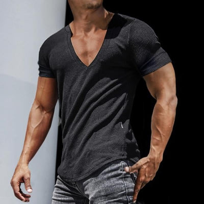 【24-hour shipping out】Men's Slim Fit Short Sleeve Sport V-Neck Top T-Shirt 81387684X