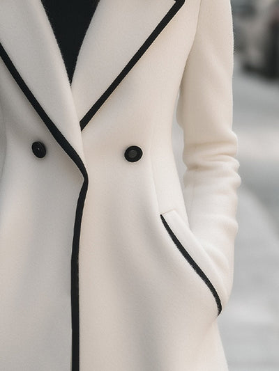 Theresa - Contrast Trim Double-Breasted Coat