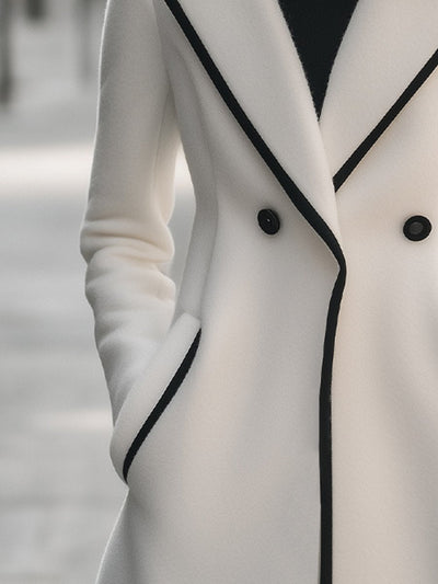Theresa - Contrast Trim Double-Breasted Coat