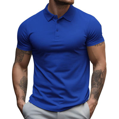 【24-hour shipping out】Men's Solid Slim Lapel Short Sleeve Casual Polo Shirt 22236281Z