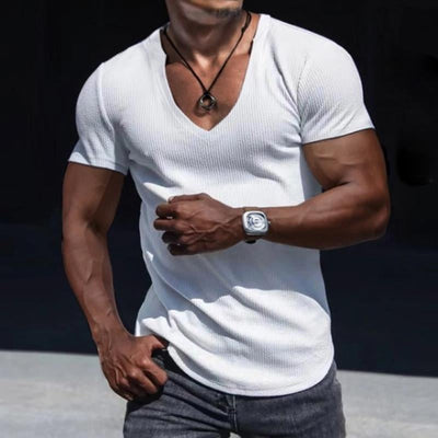 【24-hour shipping out】Men's Slim Fit Short Sleeve Sport V-Neck Top T-Shirt 81387684X