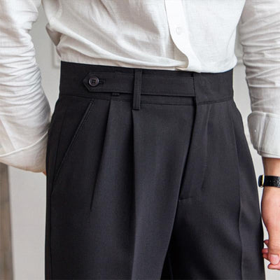 Men's British Neapolitan High Waist Straight Suit Pants 29719613M