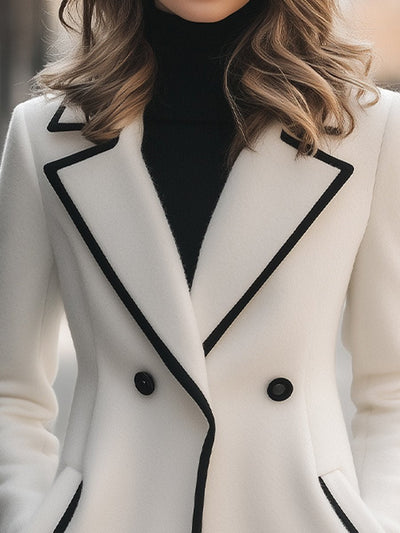 Theresa - Contrast Trim Double-Breasted Coat
