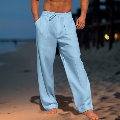【24-hour shipping out】Men's Linen Solid Color Vacation Basic Beach Pants 61164046X