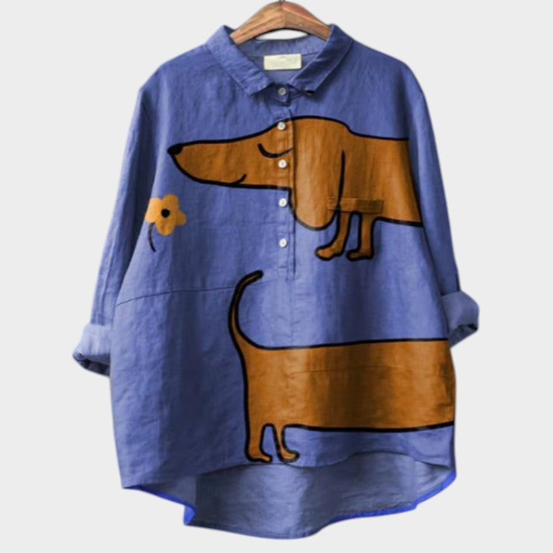 PALMIRA | Oversize Shirt in Canine Design for Everyday Comfort and Casual Style