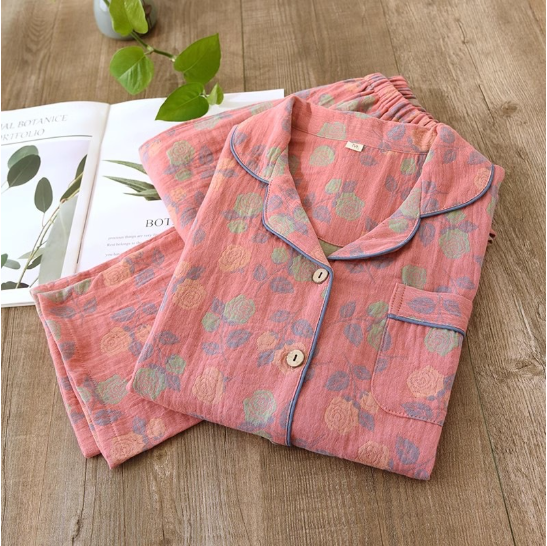 Lorelei - Lapel Neckline Cotton Loungewear Set