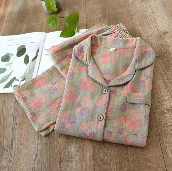 Lorelei - Lapel Neckline Cotton Loungewear Set