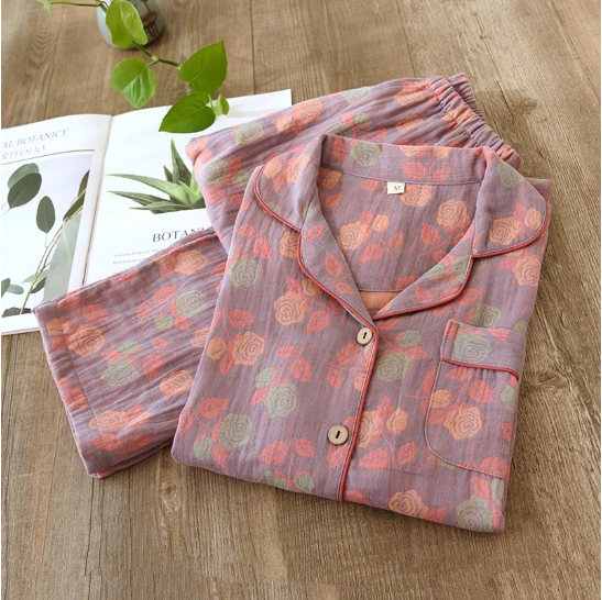 Lorelei - Lapel Neckline Cotton Loungewear Set