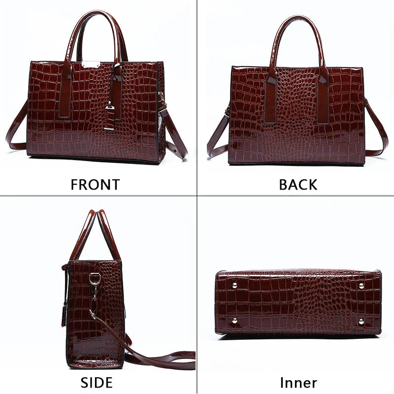 Tamsin - Crocodile-Print Leather Handbag