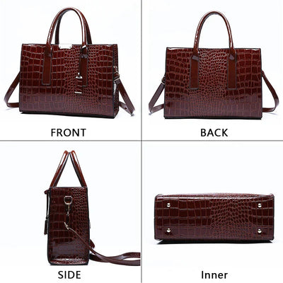 Tamsin - Crocodile-Print Leather Handbag