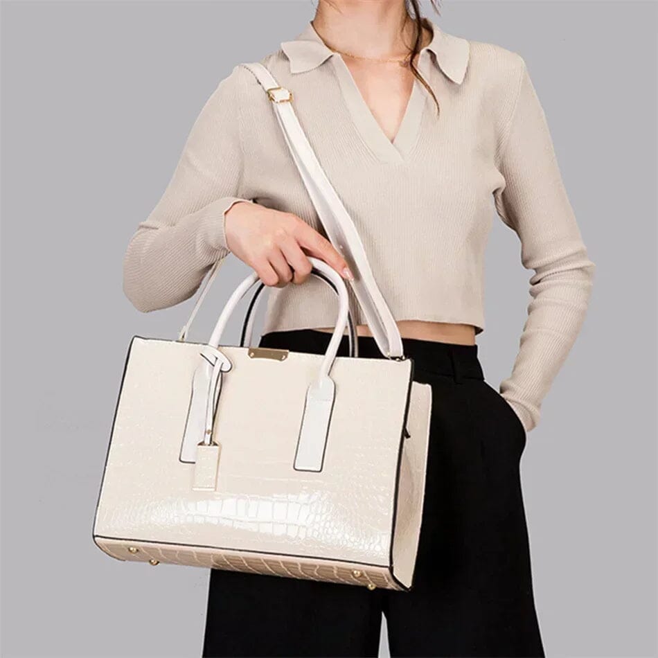 Tamsin - Crocodile-Print Leather Handbag
