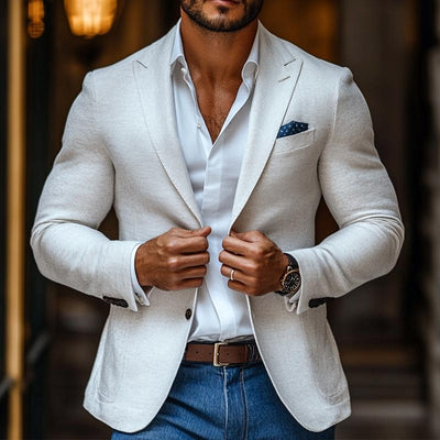 【24-hour shipping out】Men's Fashion Solid Color Peak Lapel Two Buttons Casual Blazer 78750746Z