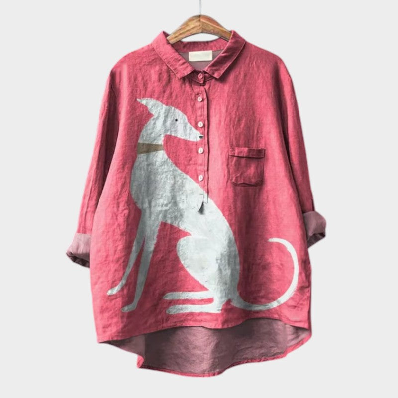PALMIRA | Oversize Shirt in Canine Design for Everyday Comfort and Casual Style