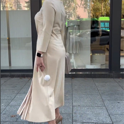 Mona - Elegant Pleated Front Maxi Dress