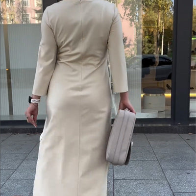 Mona - Elegant Pleated Front Maxi Dress