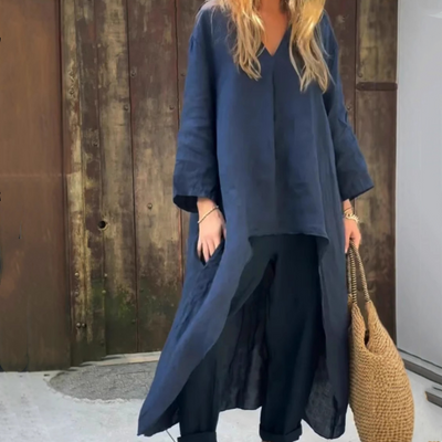 Asherina - Loose V-Neck 2-Piece Set