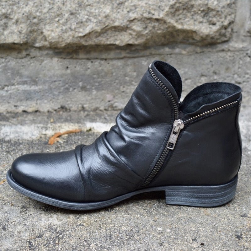 Lily™ Leather Boots with Zipper