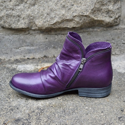 Lily™ Leather Boots with Zipper