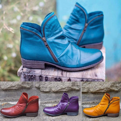 Lily™ Leather Boots with Zipper
